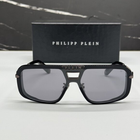 NEW PHILIPP PLEIN SPP008M 700X BLACK MEN SUNGLASSES - Picture 2 of 11